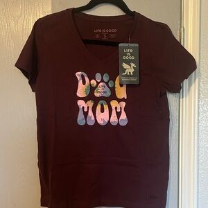 Life Is Good Maroon Dog Mom Tee
